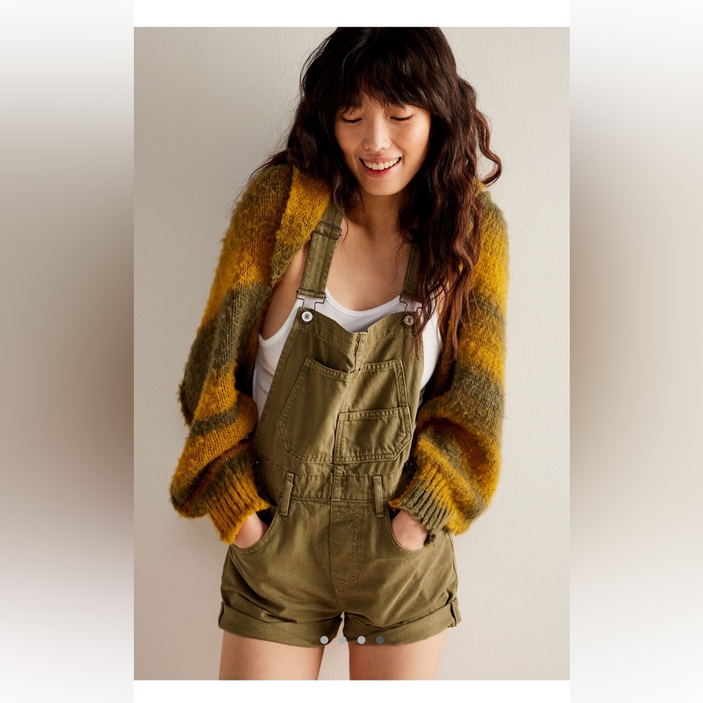 Free People We the Free Shortalls Short Overalls, Army Green, Size L